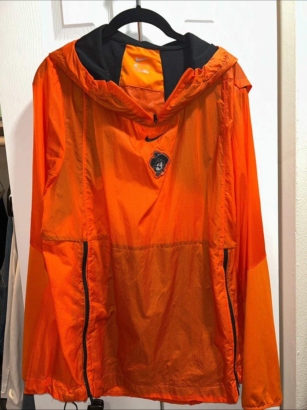 Nike Orange Hooded Windbreaker Anorak with Team Patch